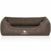 Knuffelwuff Orthopädisches Hundebett Tampa Aus Laser-gestepptem Kunstleder Braun/ Grau M-L
