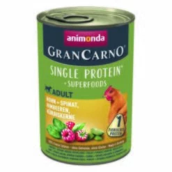 Animonda GranCarno Single Protein Superfoods Huhn & Spinat, Himbeeren, Kürbiskerne 6x400 G