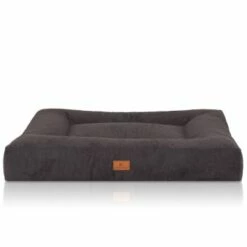 Knuffelwuff Orthopädisches Hundebett Aus Velours Mit Handwebcharakter Sofia Schwarz M-L