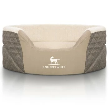 Knuffelwuff Orthopädisches Hundebett Lena Aus Velours Und Kunstleder Mit Hohem Schaumstoffrand Braun/ Beige XL 3 Knuffelwuff Orthopädisches Hundebett Lena Aus Velours Und Kunstleder Mit Hohem Schaumstoffrand Braun/ Beige XL