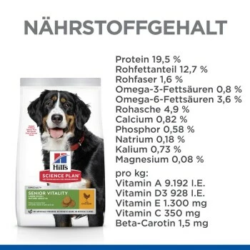 Hill's Science Plan Senior Vitality Large Breed Mature Adult 6+ Mit Huhn 14 Kg 6 Hill's Science Plan Senior Vitality Large Breed Mature Adult 6+ Mit Huhn 14 Kg – Bild 4